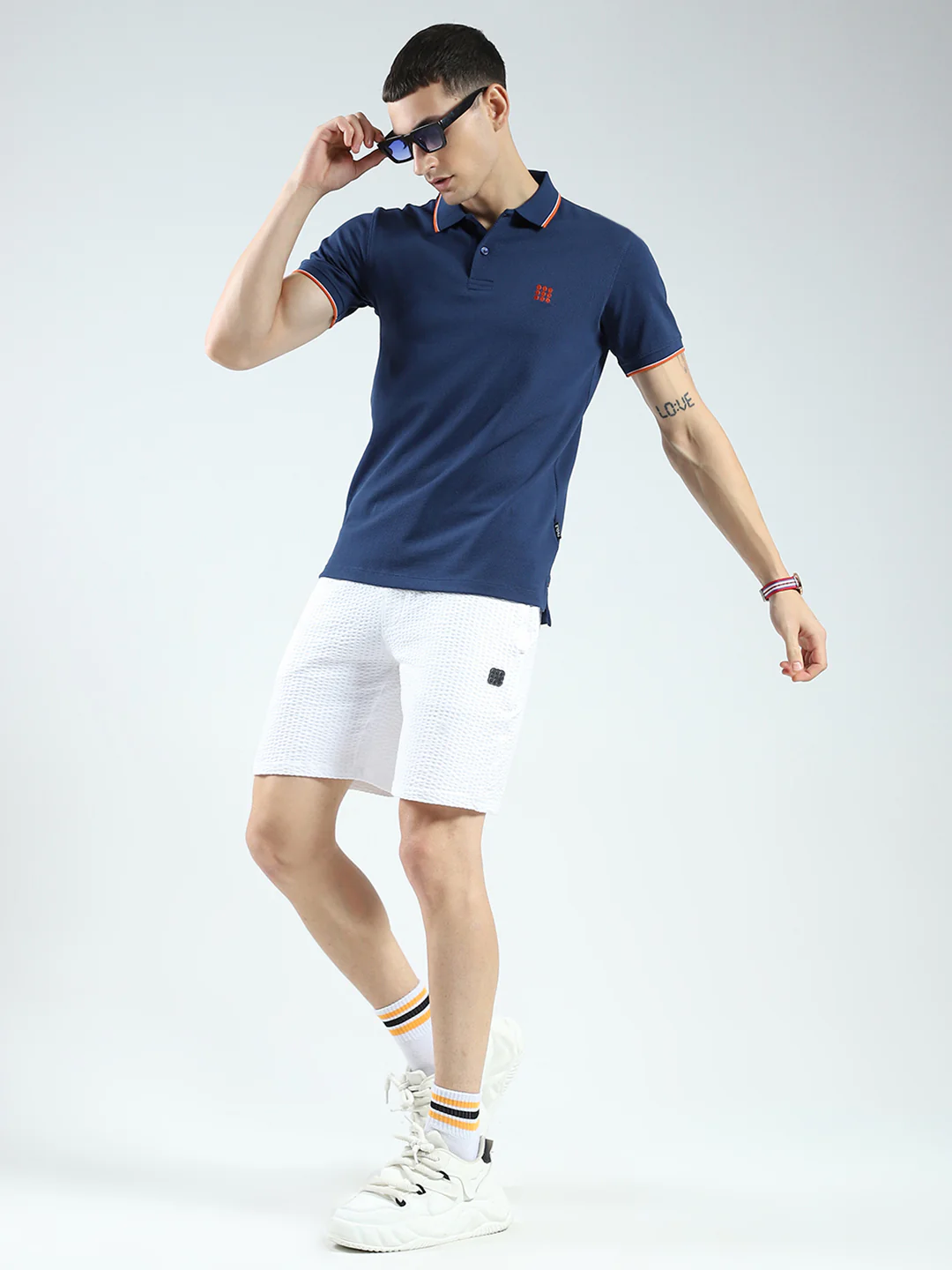Rock.it Men Blue Self Design Collar Half Sleeve T-Shirt - Image 2