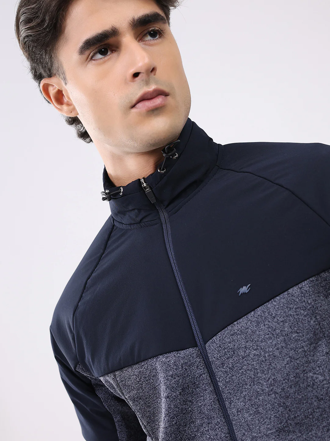 Men Blue Self Design Mock Neck Full Sleeve Cords Set - Image 6