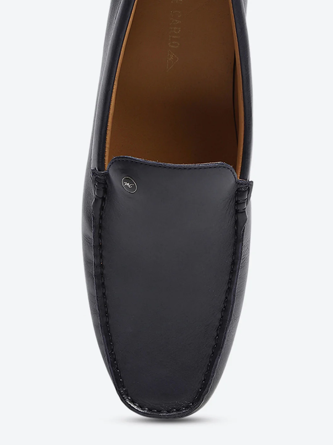 Men Dark Blue Slip on Genuine Leather Loafers - Image 7