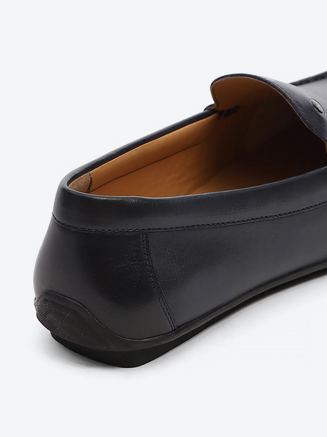 Men Dark Blue Slip on Genuine Leather Loafers - Image 9