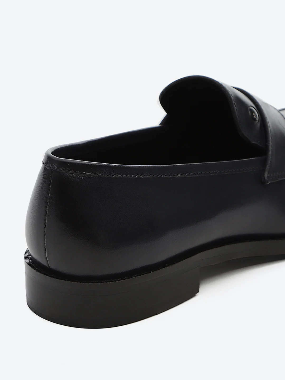 Men Dark Blue Slip on Leather Loafers - Image 9