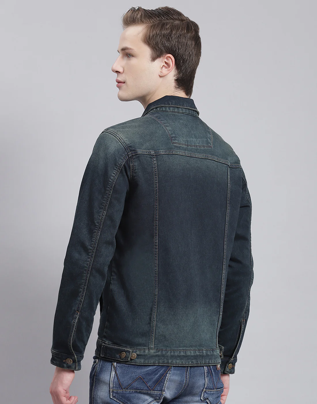Men Blue Solid Collar Full Sleeve Jacket - Image 5