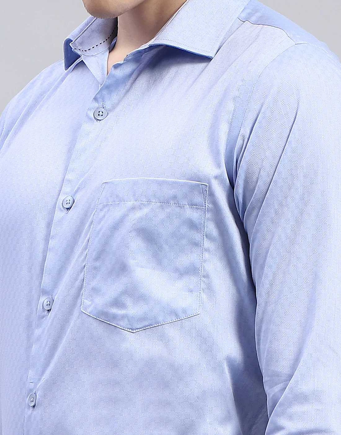 Men Blue Solid Collar Full Sleeve Shirt - Image 6