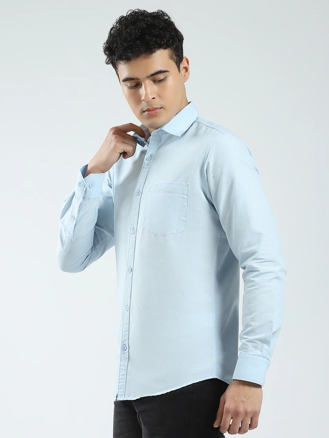 Rock.it Men Blue Solid Collar Full Sleeve Shirt - Image 3