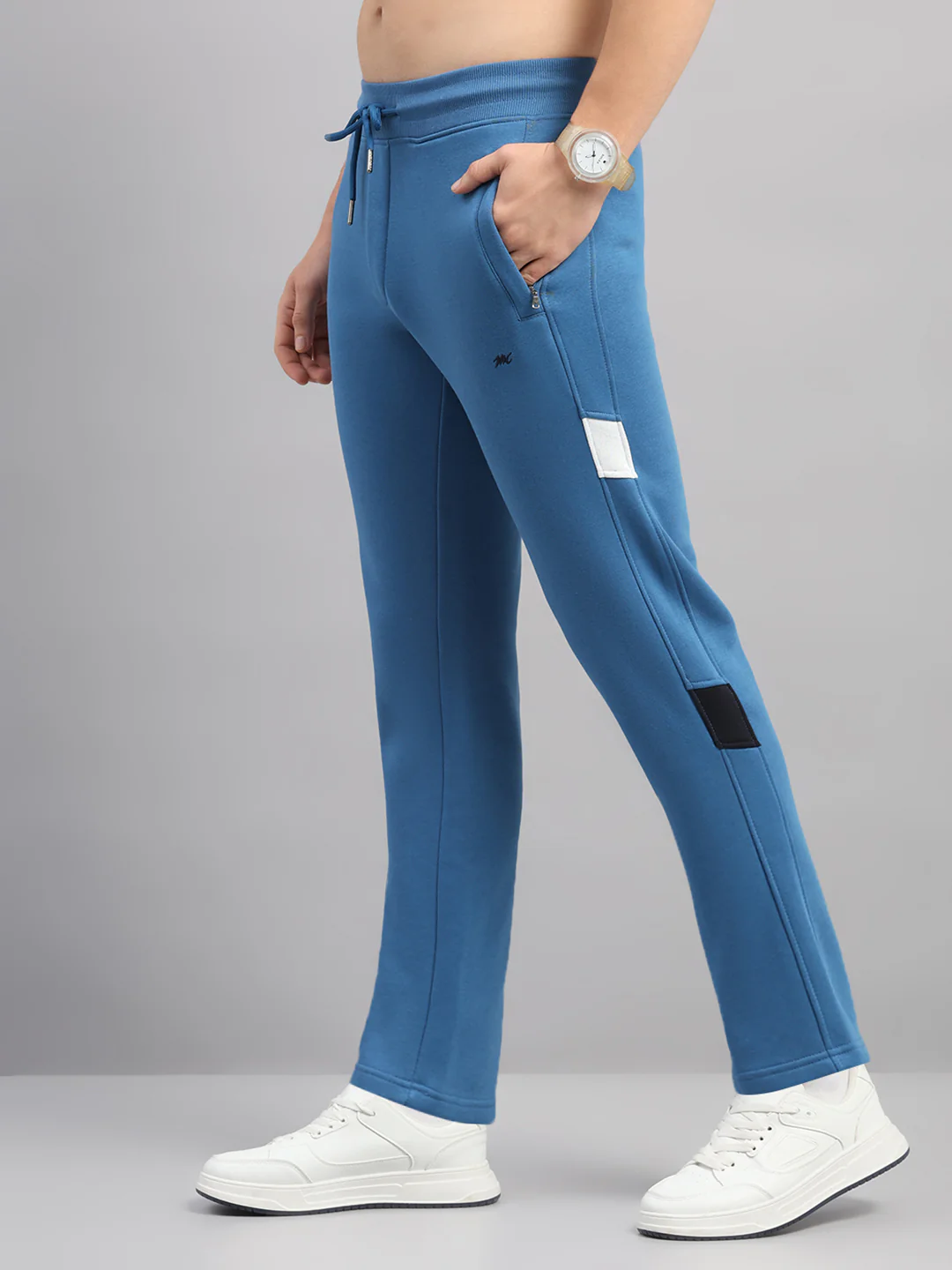 Men Blue Solid Collar Full Sleeve Winter Tracksuit - Image 7