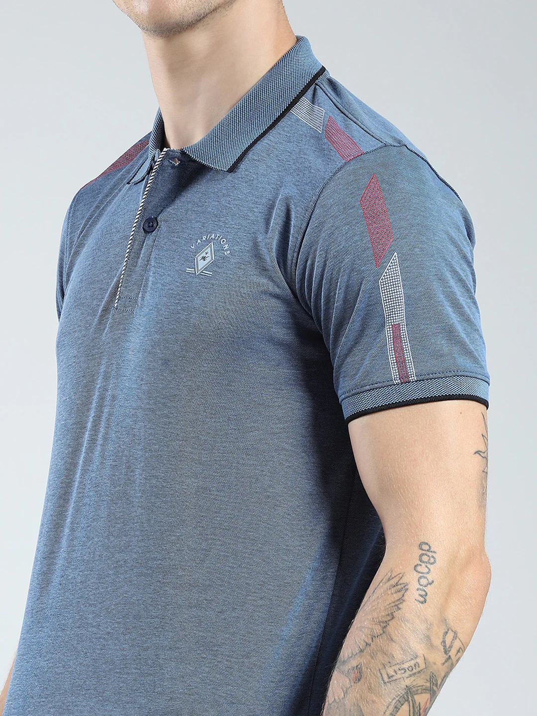 Men Blue Solid Collar Half Sleeve Lower Set - Image 6