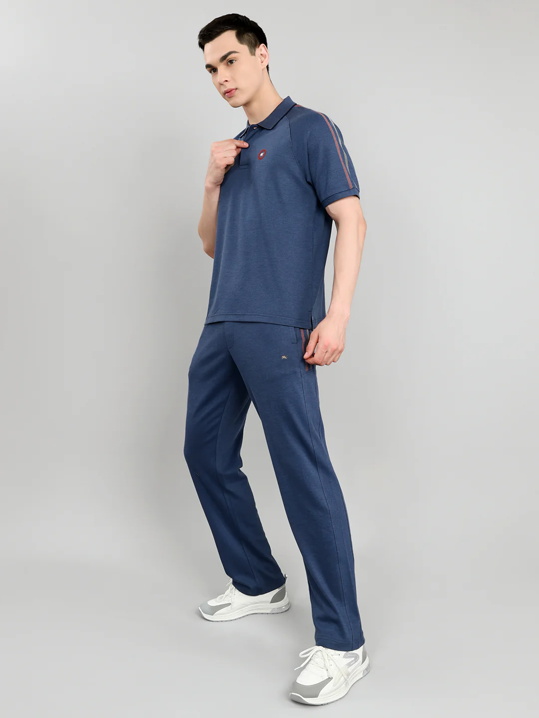 Men Blue Solid Collar Half Sleeve Lower Set - Image 2
