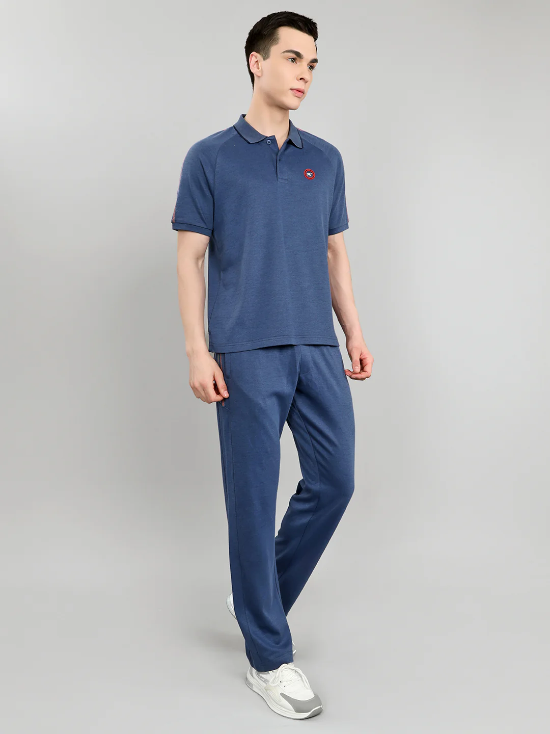 Men Blue Solid Collar Half Sleeve Lower Set - Image 3