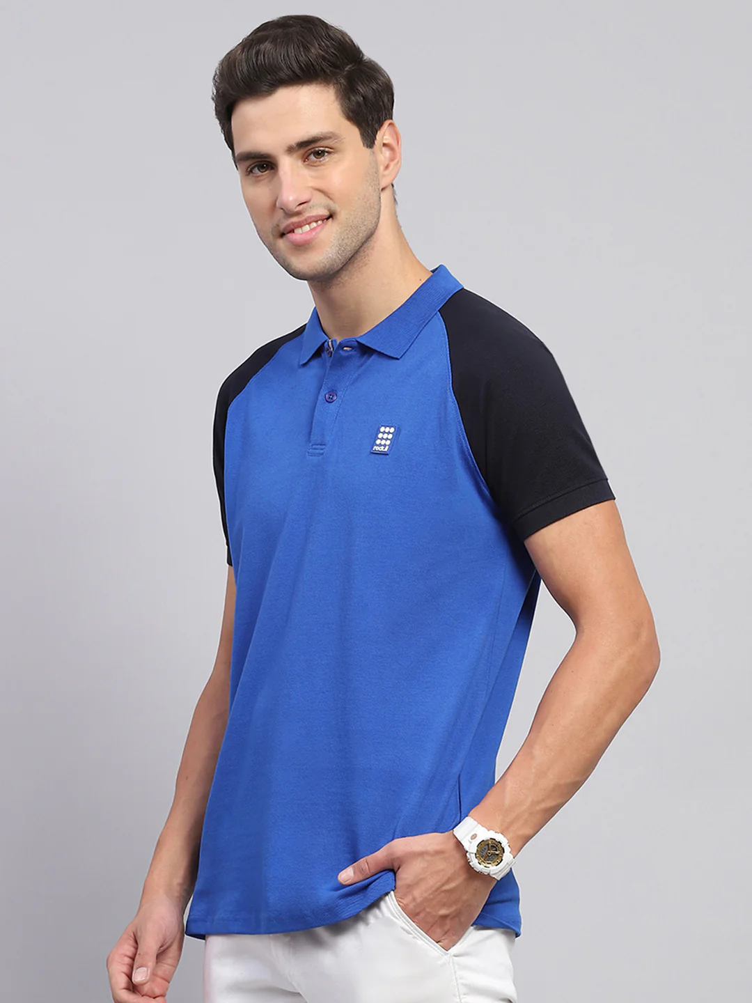 Rock.it Men Blue Solid Collar Half Sleeve T-Shirt - Image 3