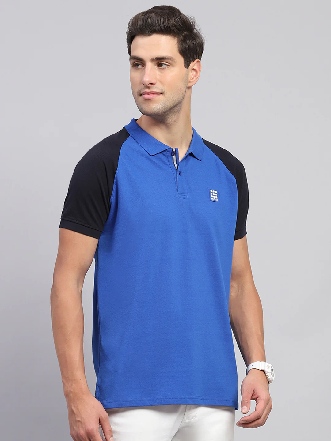 Rock.it Men Blue Solid Collar Half Sleeve T-Shirt - Image 4