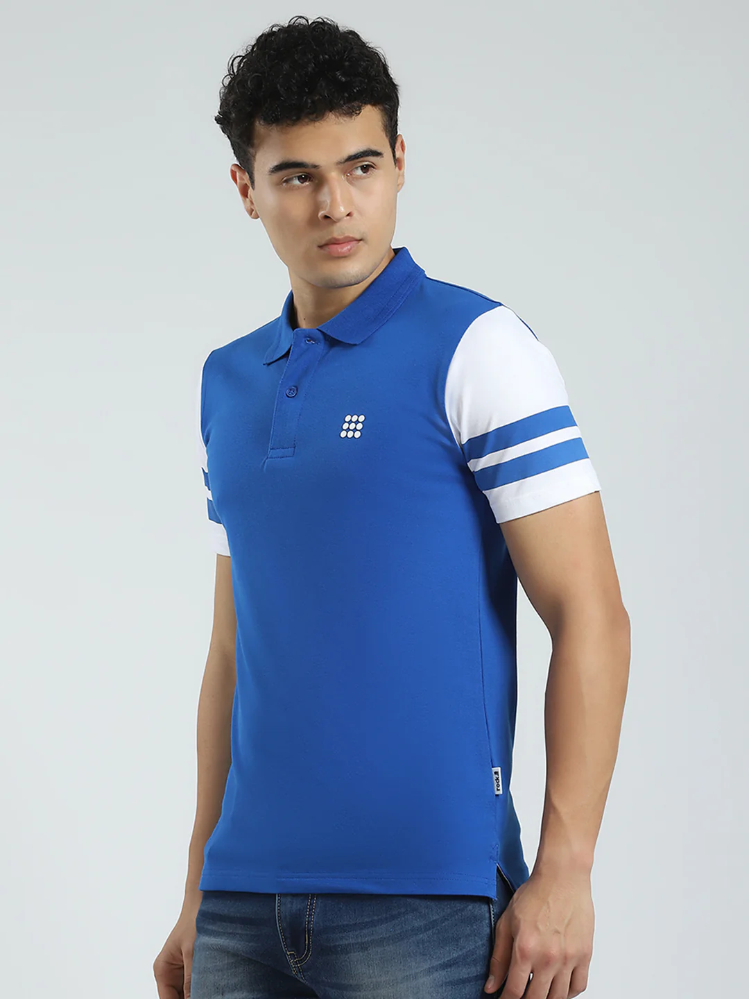 Rock.it Men Blue Solid Collar Half Sleeve T-Shirt - Image 3