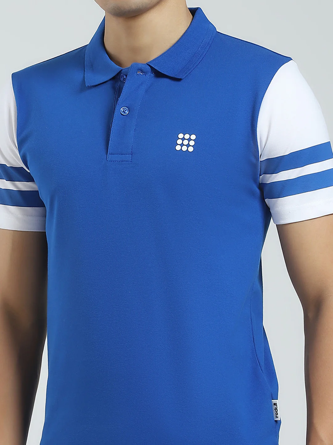 Rock.it Men Blue Solid Collar Half Sleeve T-Shirt - Image 6
