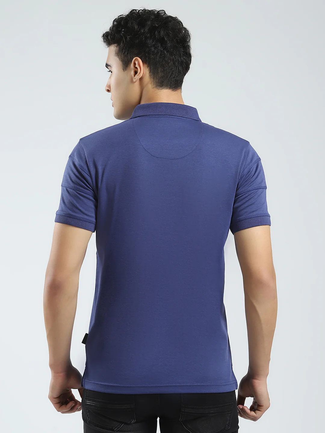 Rock.it Men Blue Solid Collar Half Sleeve T-Shirt - Image 5