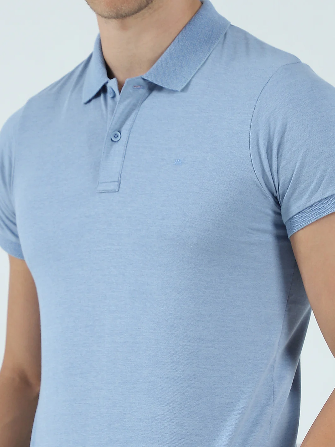 Men Blue Solid Collar Half Sleeve T-Shirt - Image 7