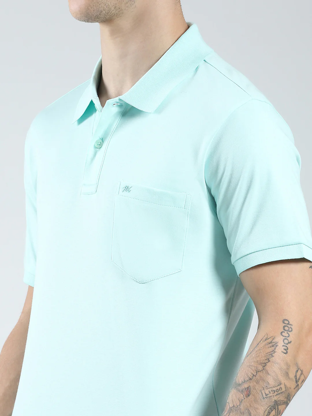 Men Blue Solid Collar Half Sleeve T-Shirt - Image 7