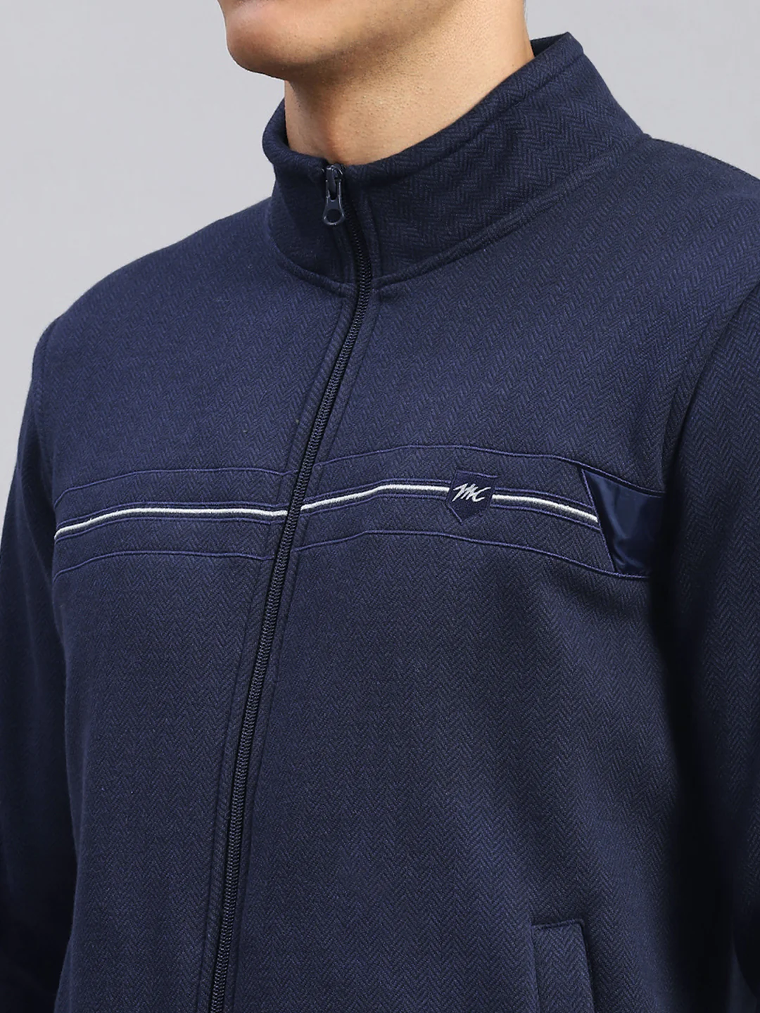 Men Blue Solid Cotton Blend Sweatshirt - Image 6