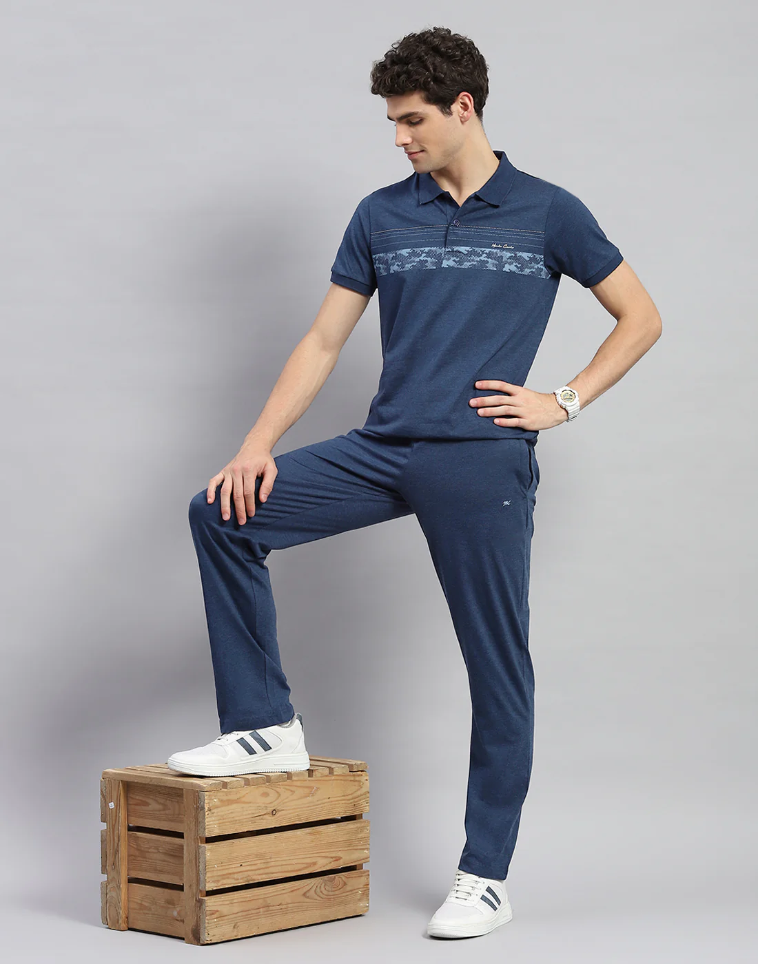 Men Blue Solid  Half Sleeve Lower Set - Image 2