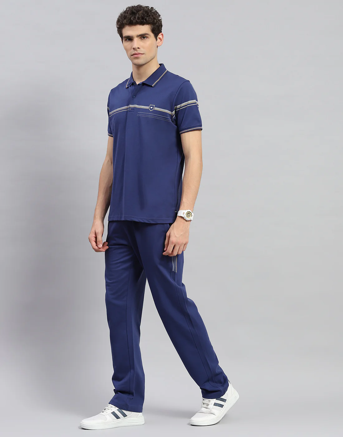 Men Blue Solid  Half Sleeve Lower Set - Image 3