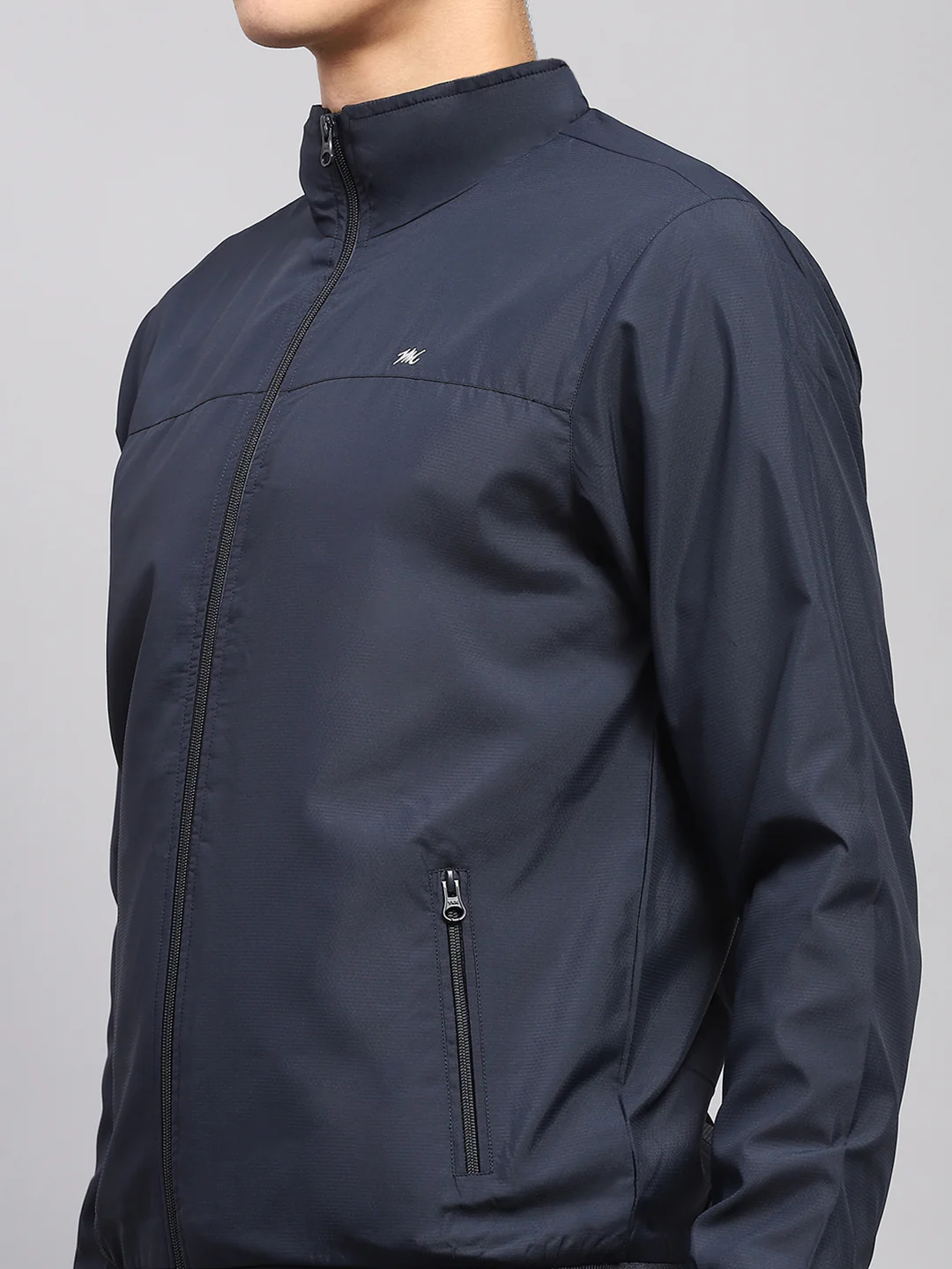Men Blue Solid High Neck Full Sleeve Tracksuit - Image 7