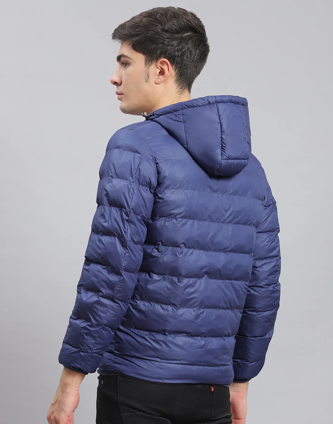 Men Blue Solid Hooded Full Sleeve Jacket - Image 5