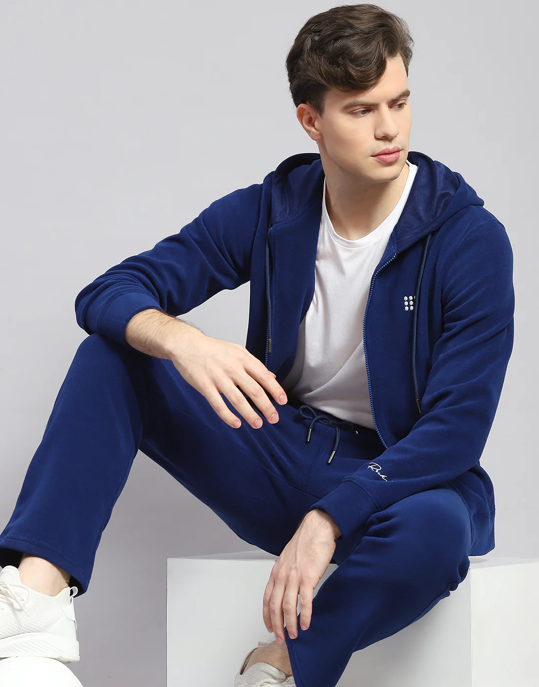 Rock.it Men Blue Solid Hooded Full Sleeve Tracksuit - Image 2