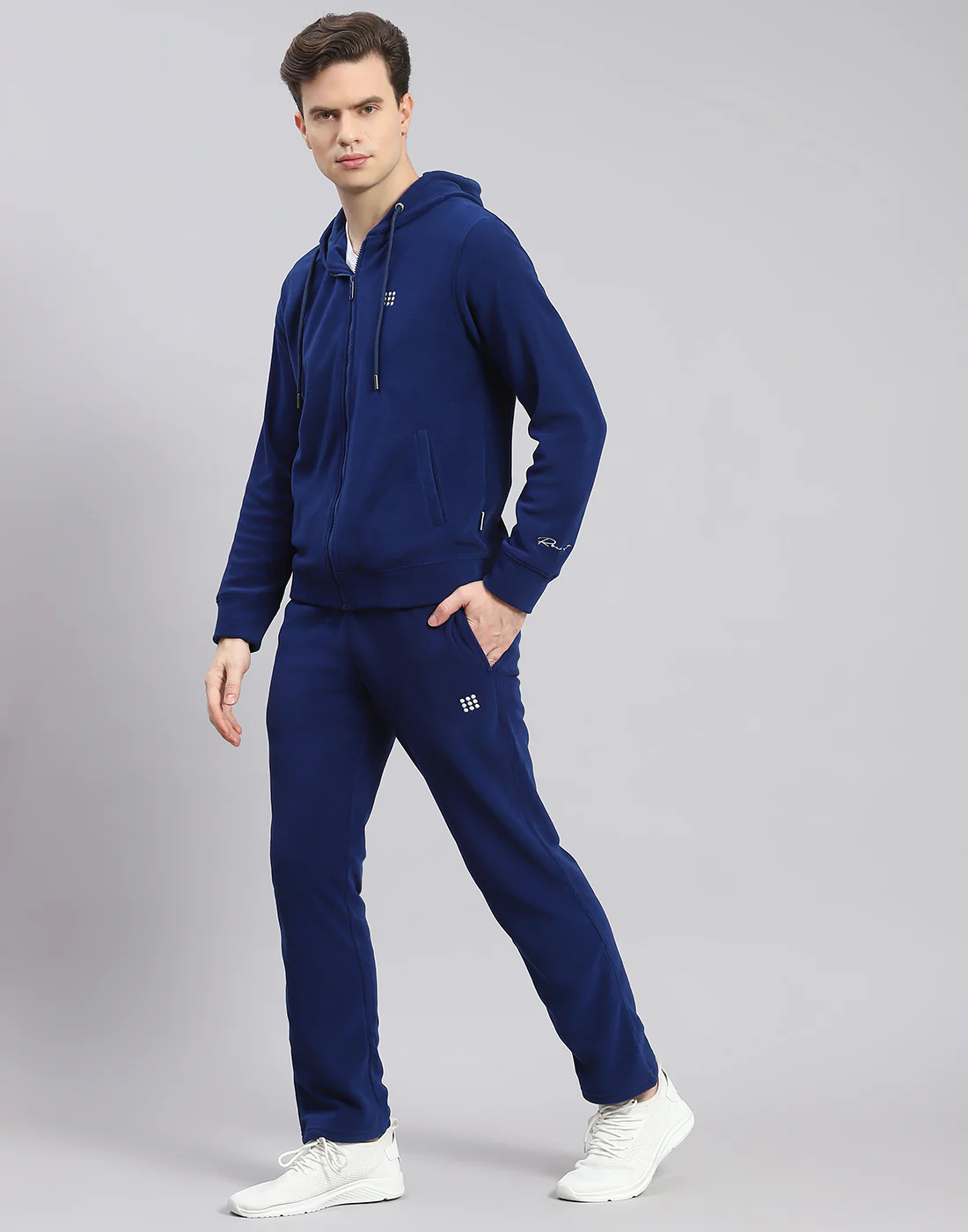 Rock.it Men Blue Solid Hooded Full Sleeve Tracksuit - Image 3