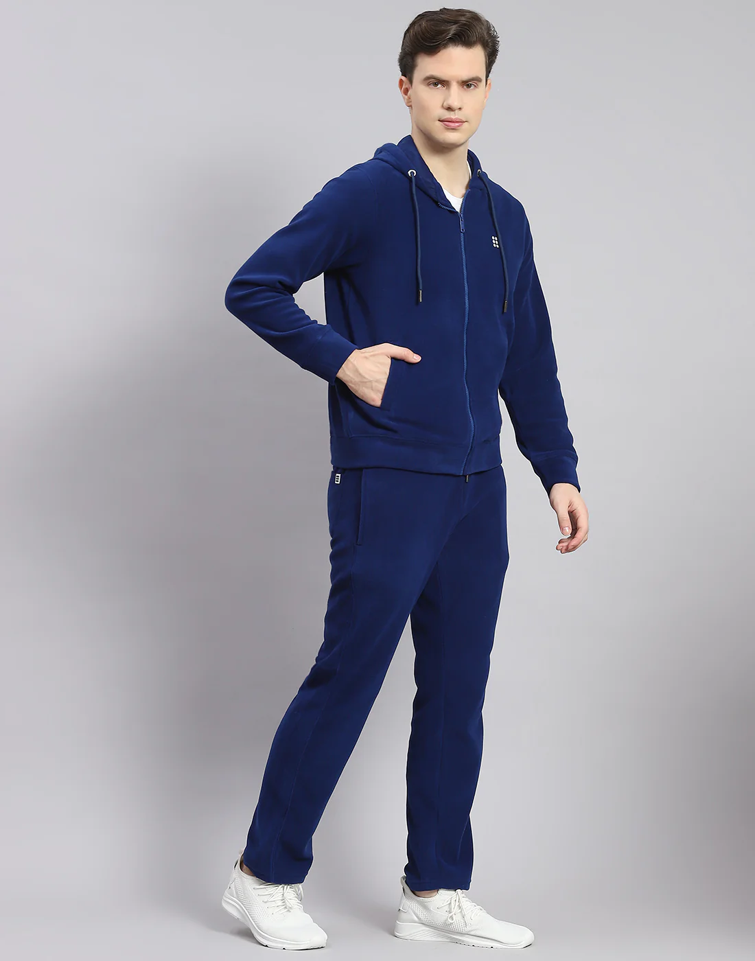 Rock.it Men Blue Solid Hooded Full Sleeve Tracksuit - Image 5