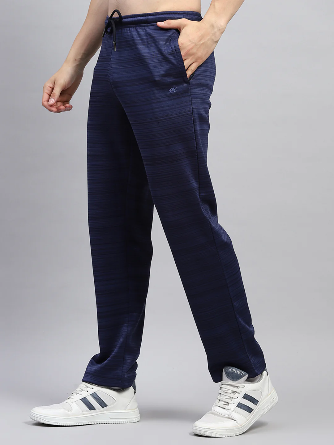 Men Blue Solid Mock Neck Full Sleeve Winter Tracksuit - Image 7