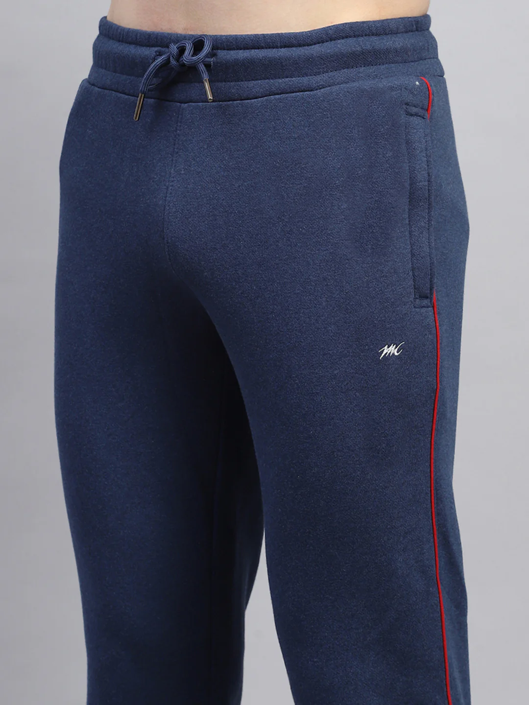 Men Blue Solid Mock Neck Full Sleeve Winter Tracksuit - Image 8