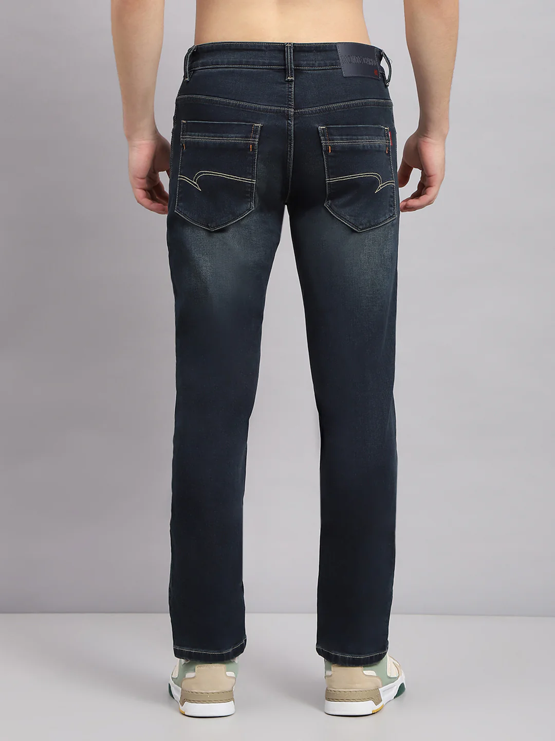 Men Blue Solid Narrow Fit Denim - Image 5
