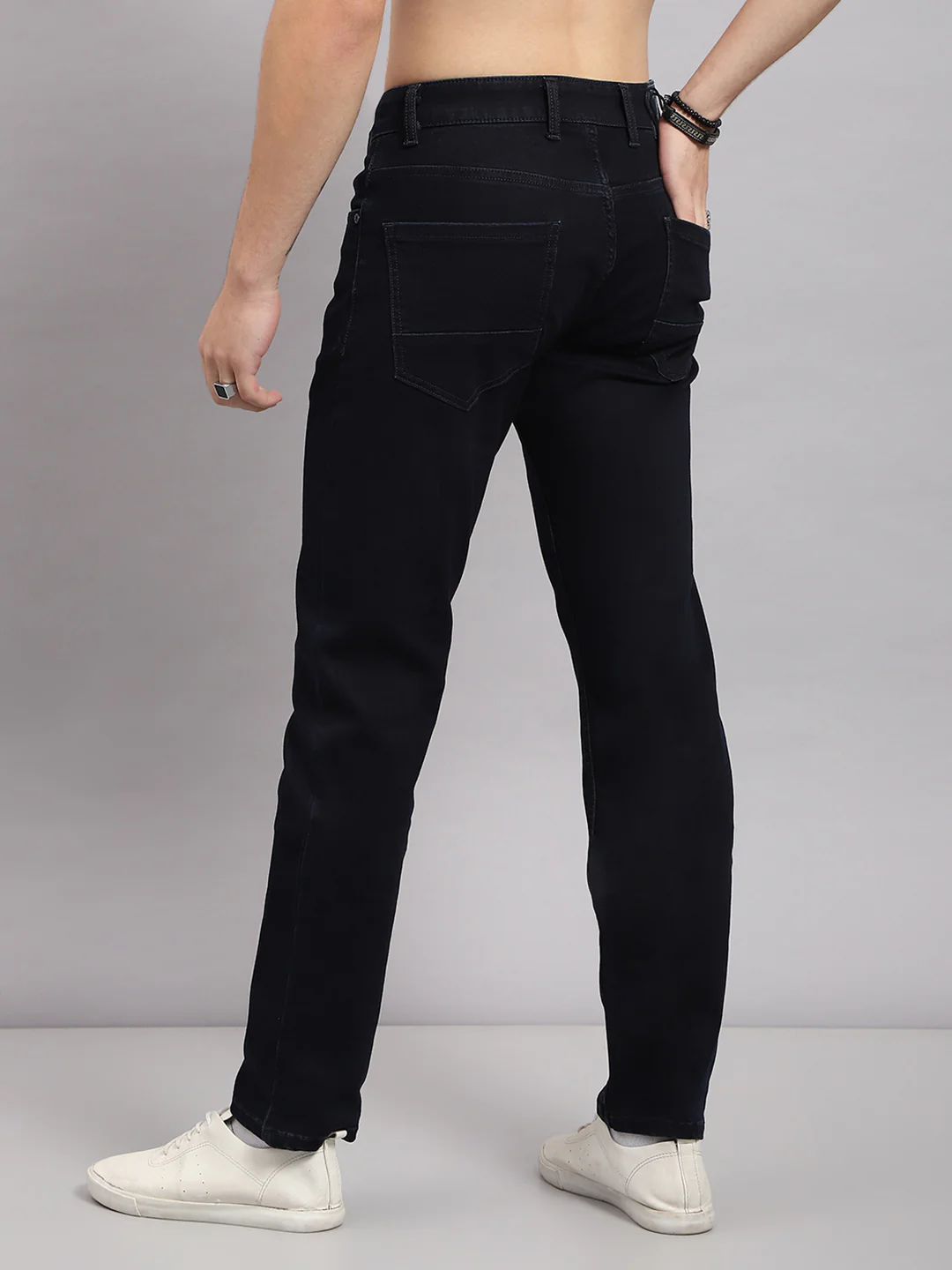 Men Blue Solid Narrow Fit Denim - Image 5