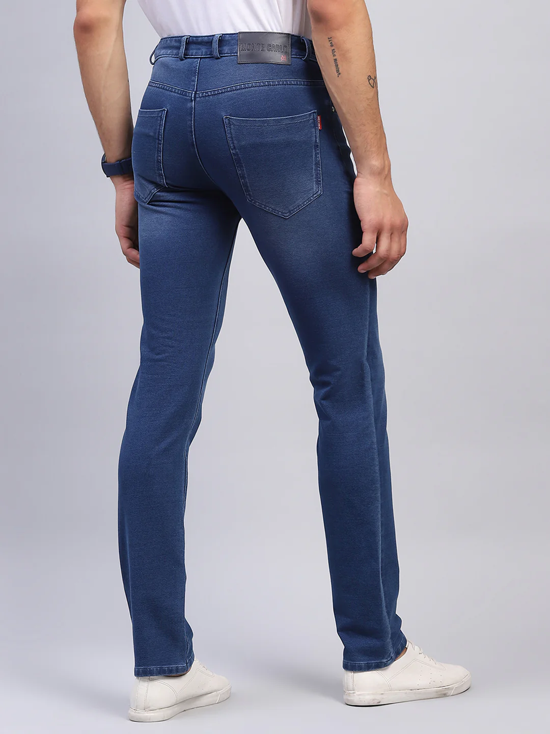 Men Blue Solid Narrow Fit Denim - Image 5
