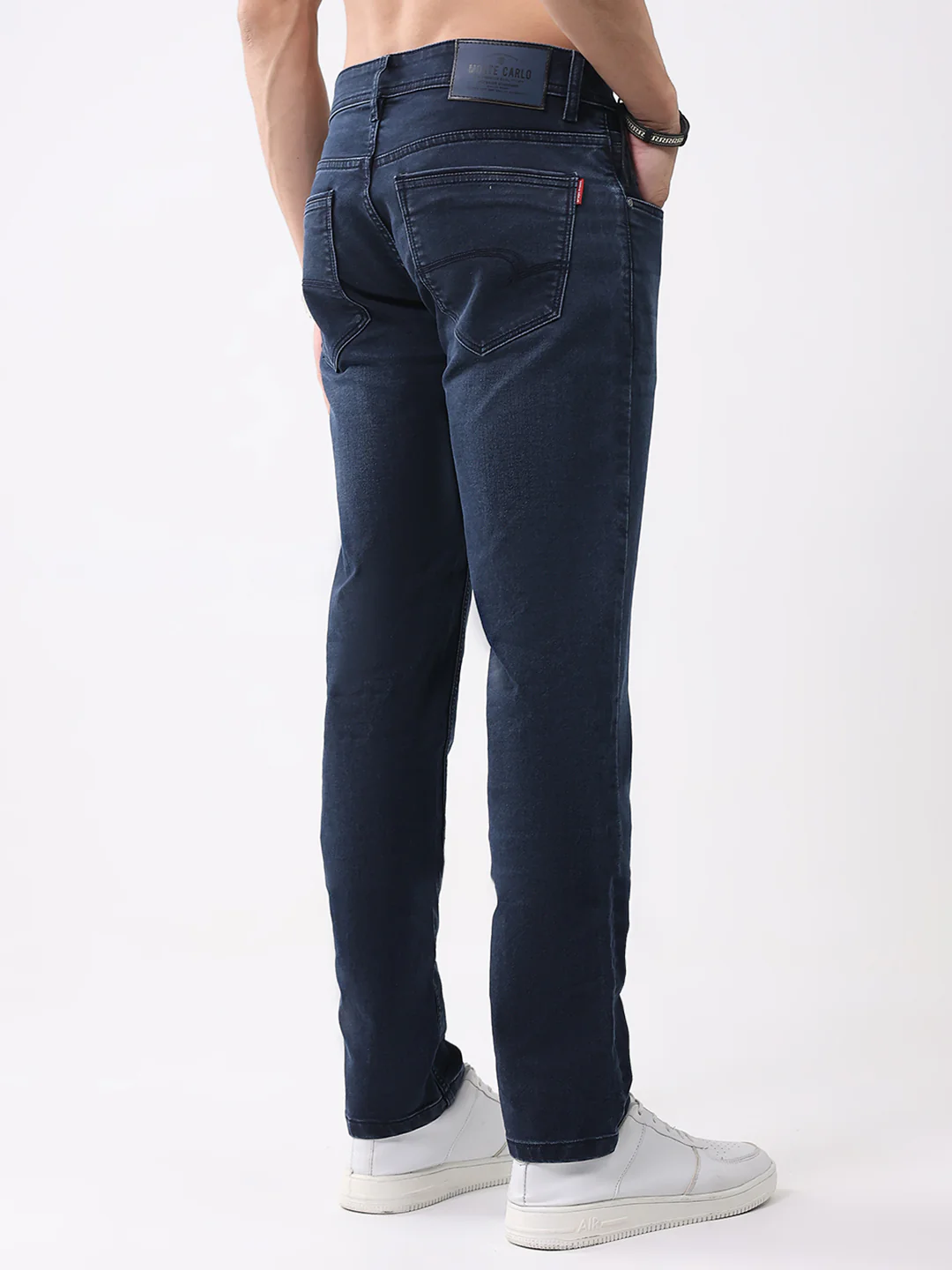 Men Blue Solid Narrow Fit Denim - Image 5