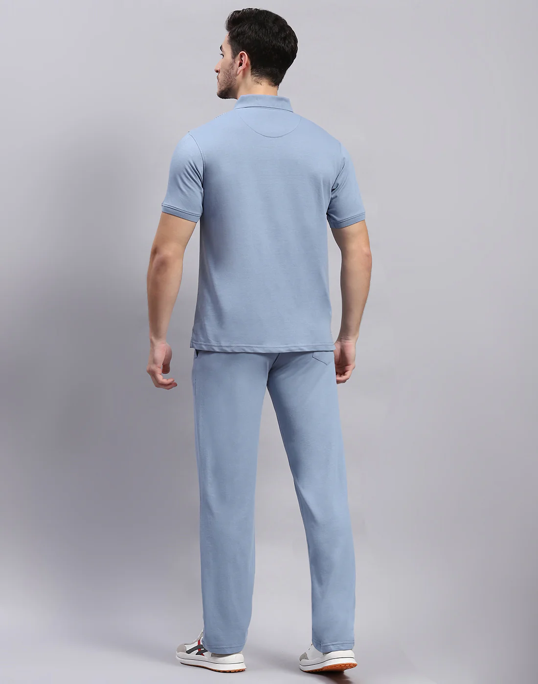 Men Blue Solid Polo Collar Half Sleeve Lower Set - Image 5