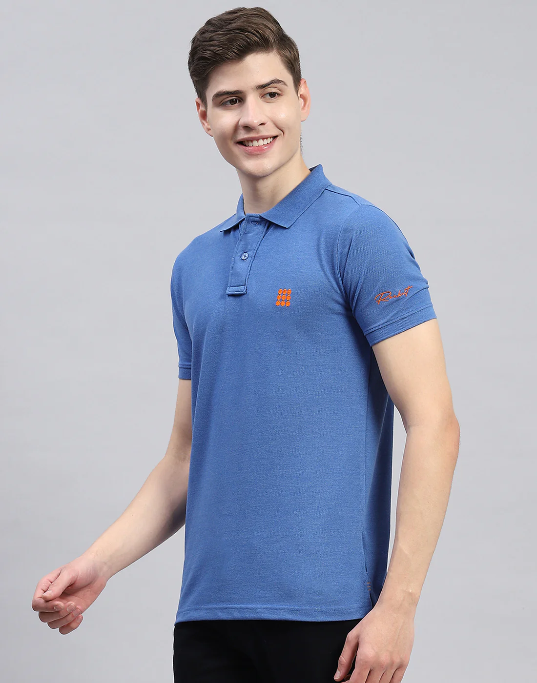 Rock.it Men Blue Solid Polo Collar Half Sleeve T-Shirt - Image 3