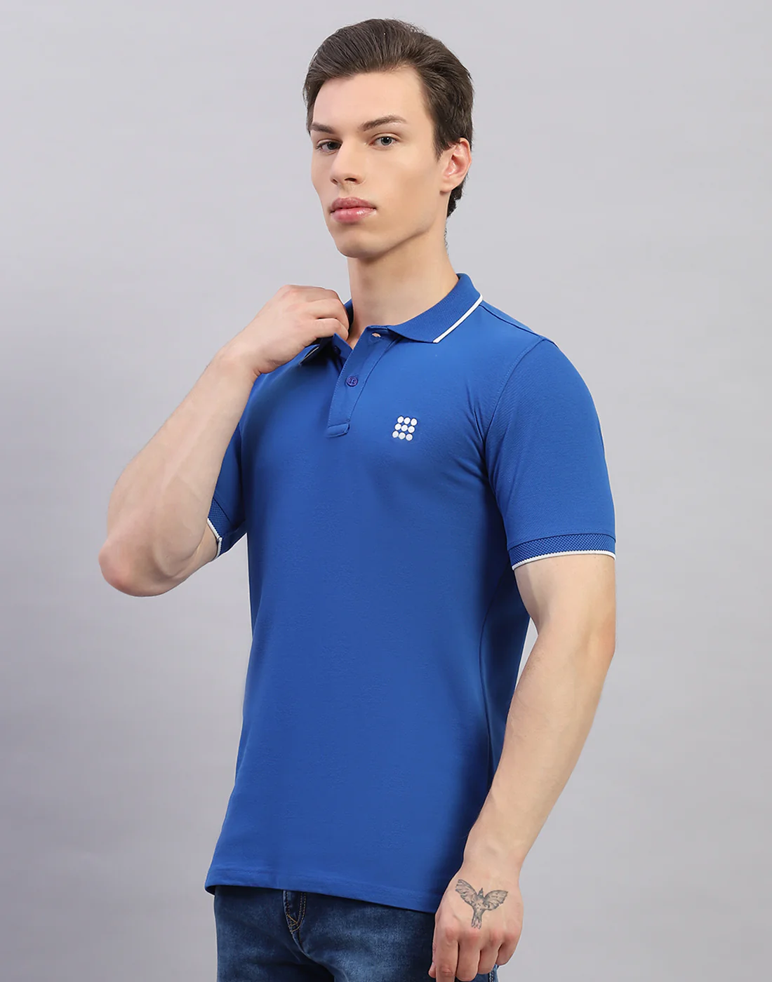 Rock.it Men Blue Solid Polo Collar Half Sleeve T-Shirt - Image 3