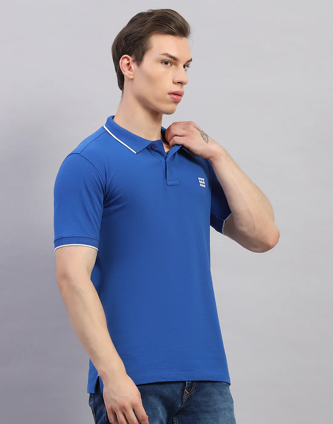 Rock.it Men Blue Solid Polo Collar Half Sleeve T-Shirt - Image 4