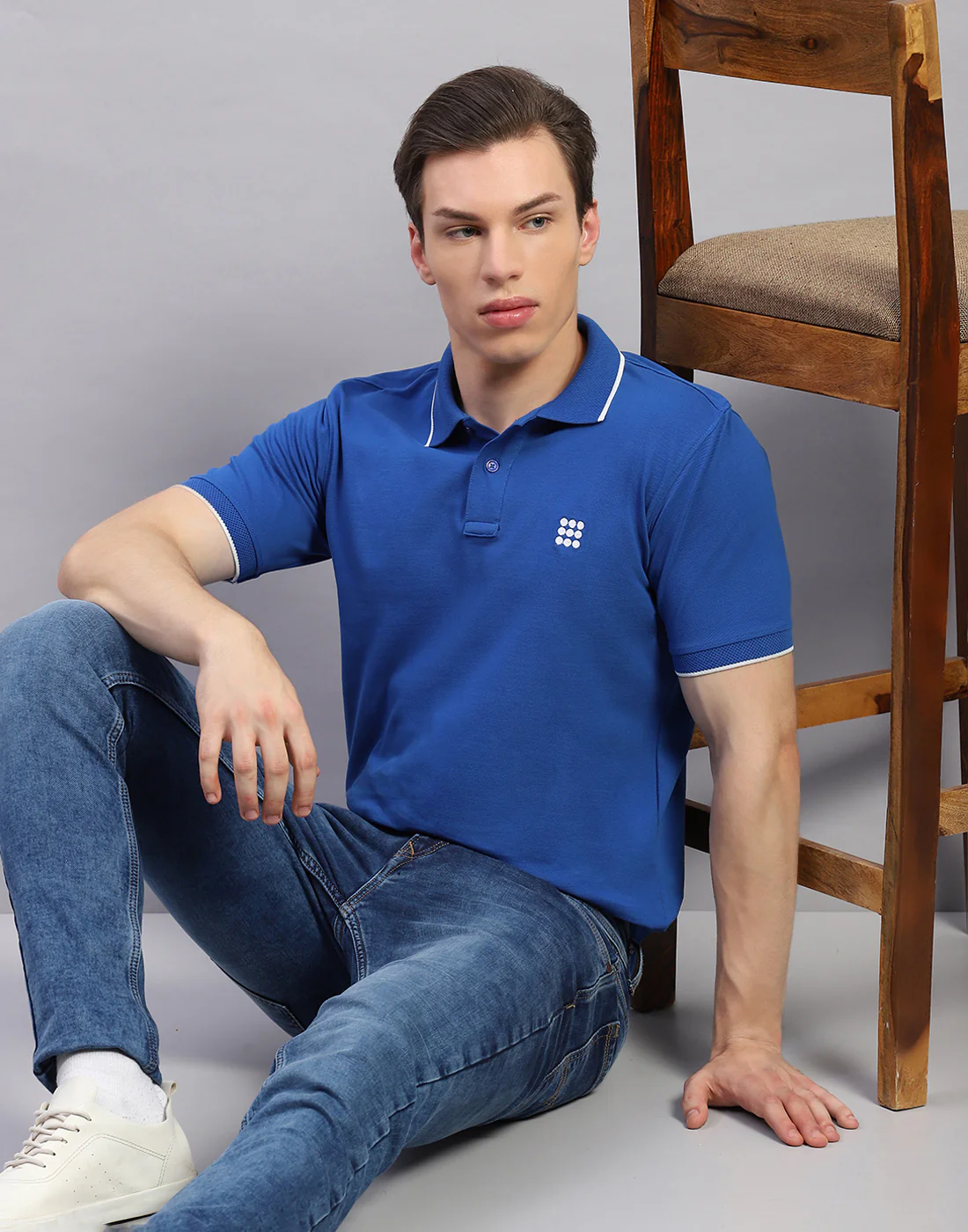 Rock.it Men Blue Solid Polo Collar Half Sleeve T-Shirt - Image 6