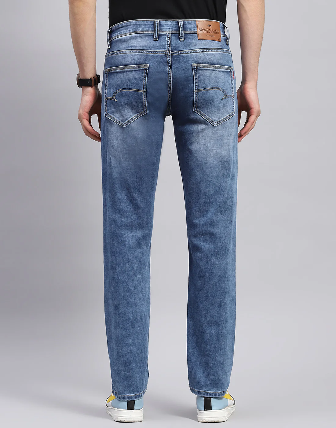 Men Blue Solid Regular Fit Denim - Image 5