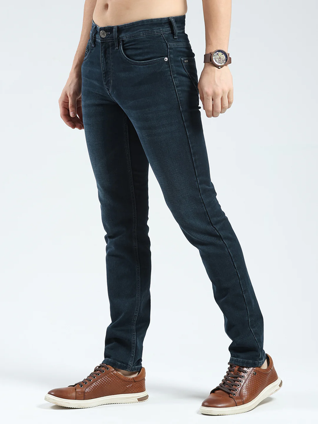 Men Blue Light Wash Skinny Fit Denim - Image 3