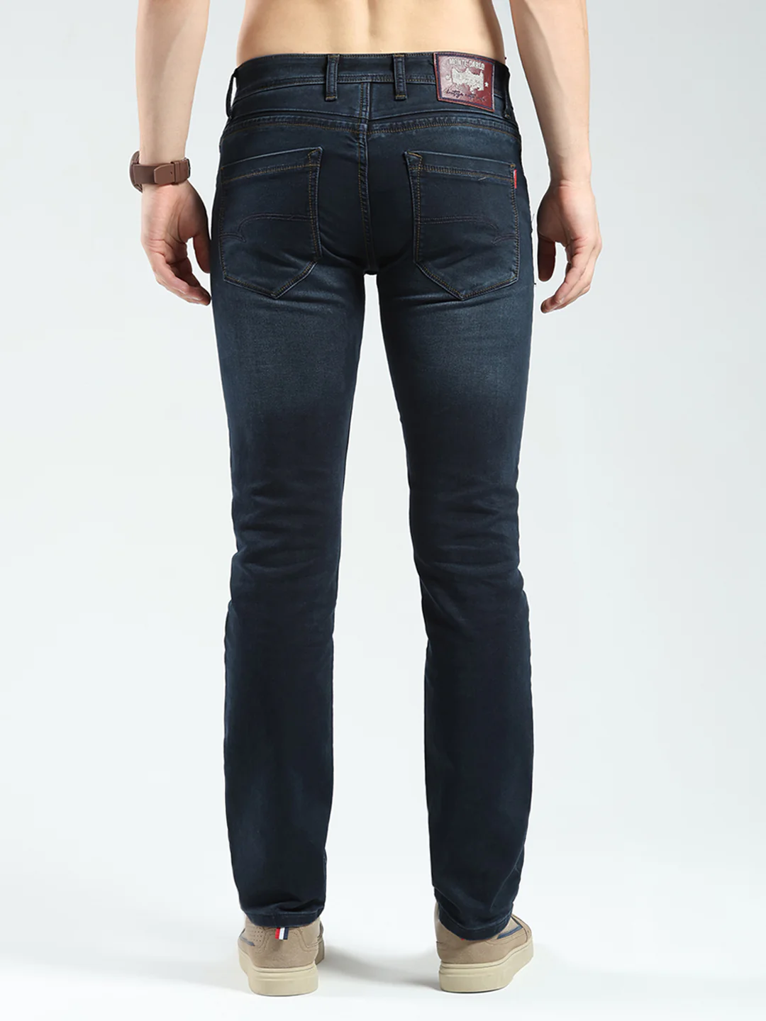 Men Blue Solid Narrow Fit Denim - Image 5