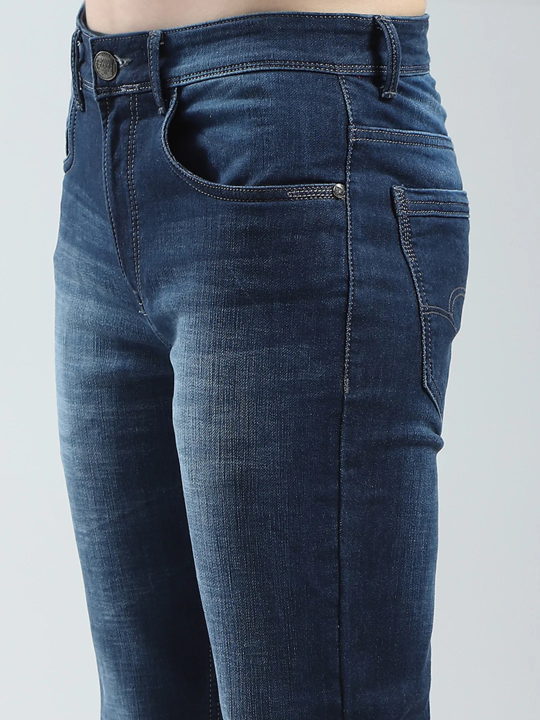 Men Blue Light Wash Skinny Fit Denim - Image 6