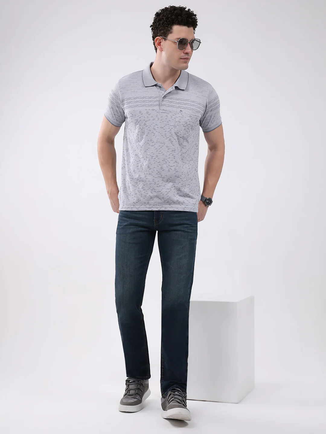 Men Blue Solid Narrow Fit Denim - Image 2