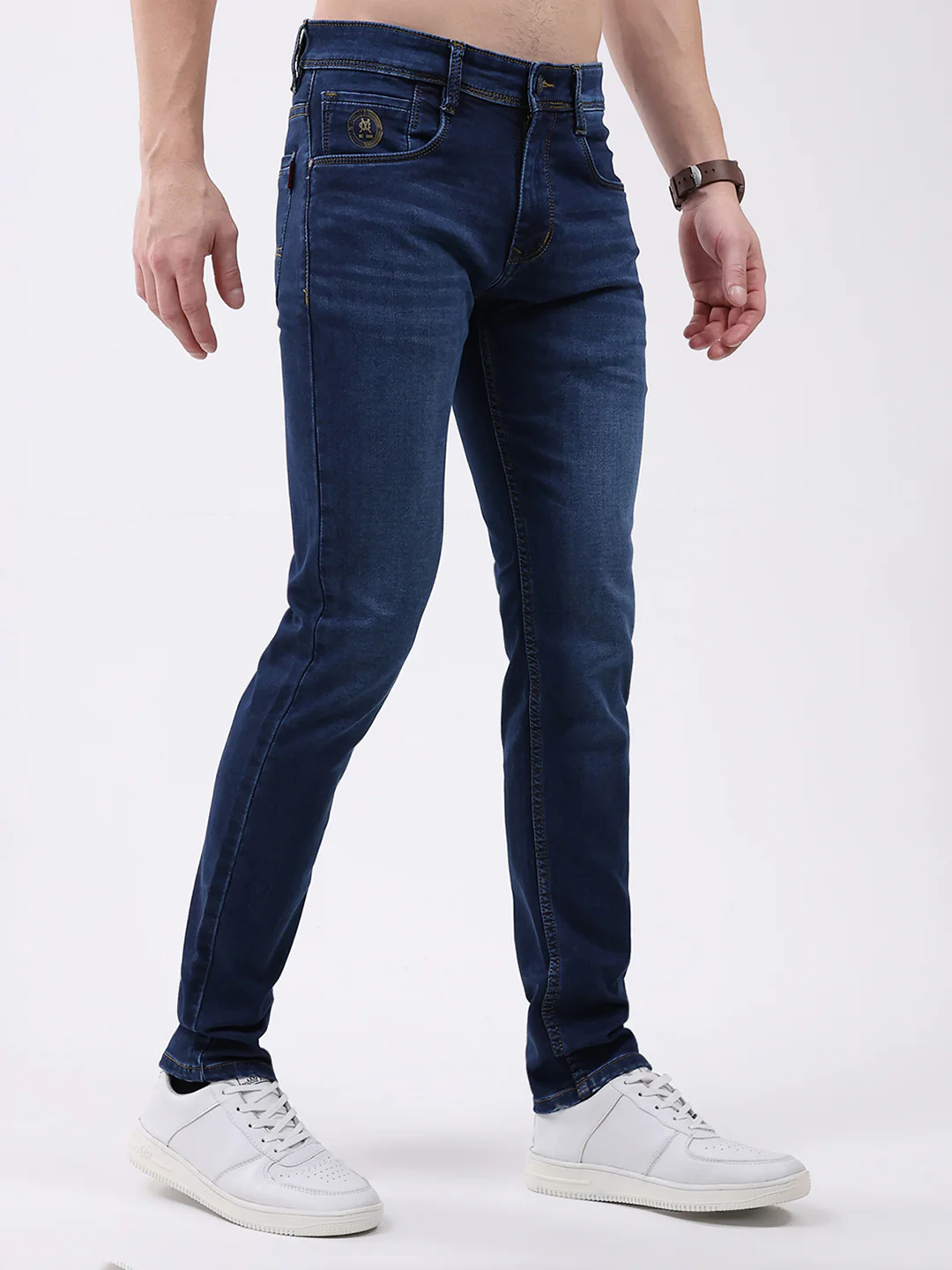 Men Blue Solid Skinny Fit Denim - Image 4