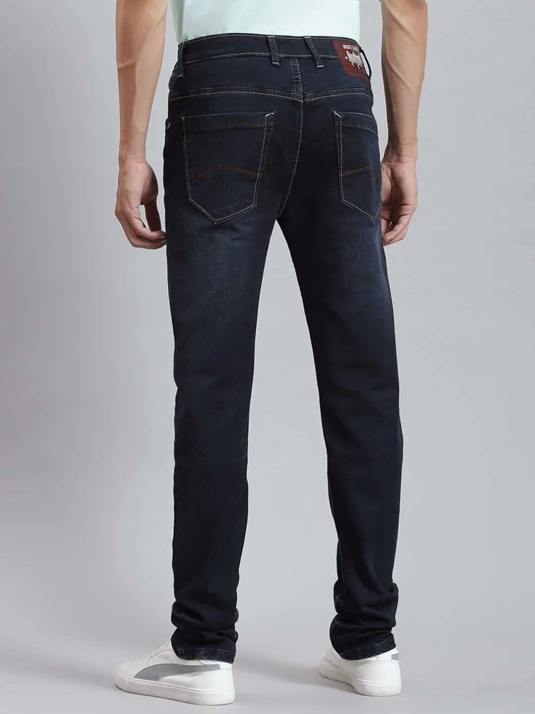 Men Blue Solid Regular Fit Denims - Image 5