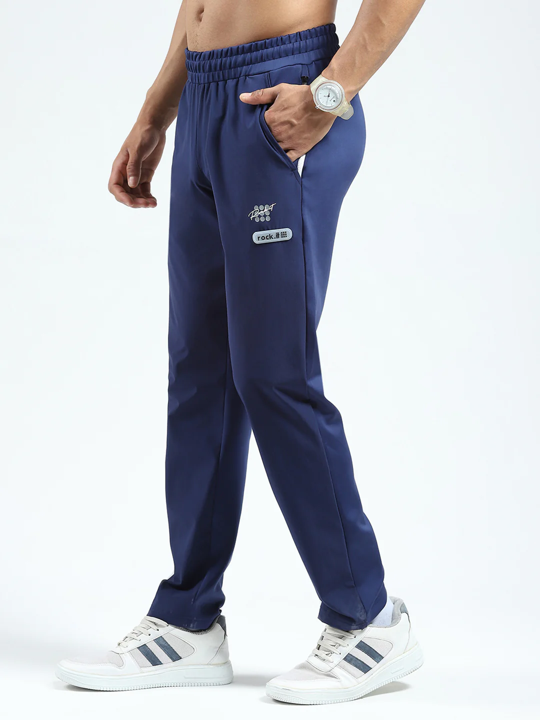 Rock.it Men Blue Solid Regular Fit Lower - Image 3