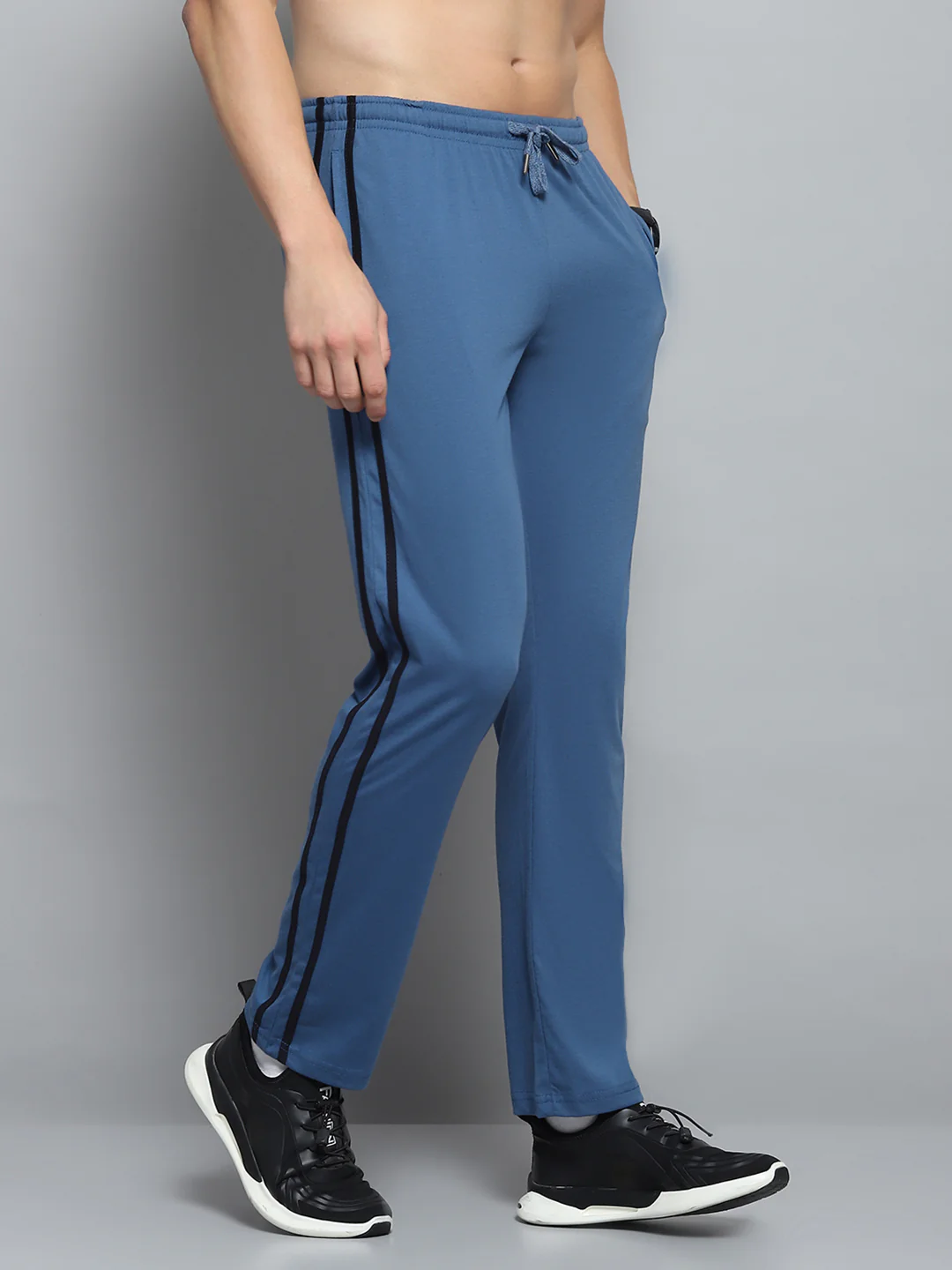 Men Blue Solid Regular Fit Lower - Image 4
