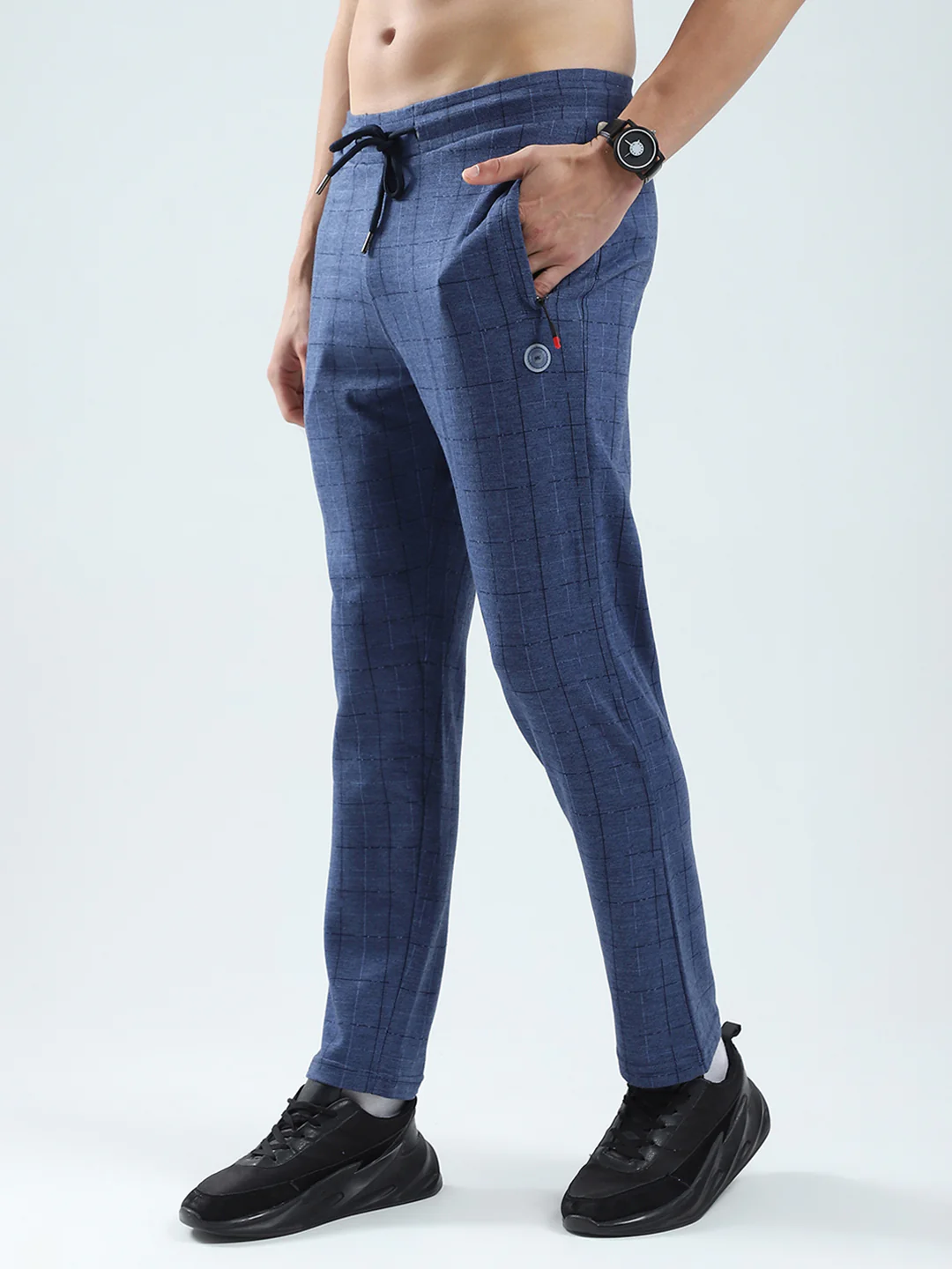 Men Blue Solid Regular Fit Lower - Image 3