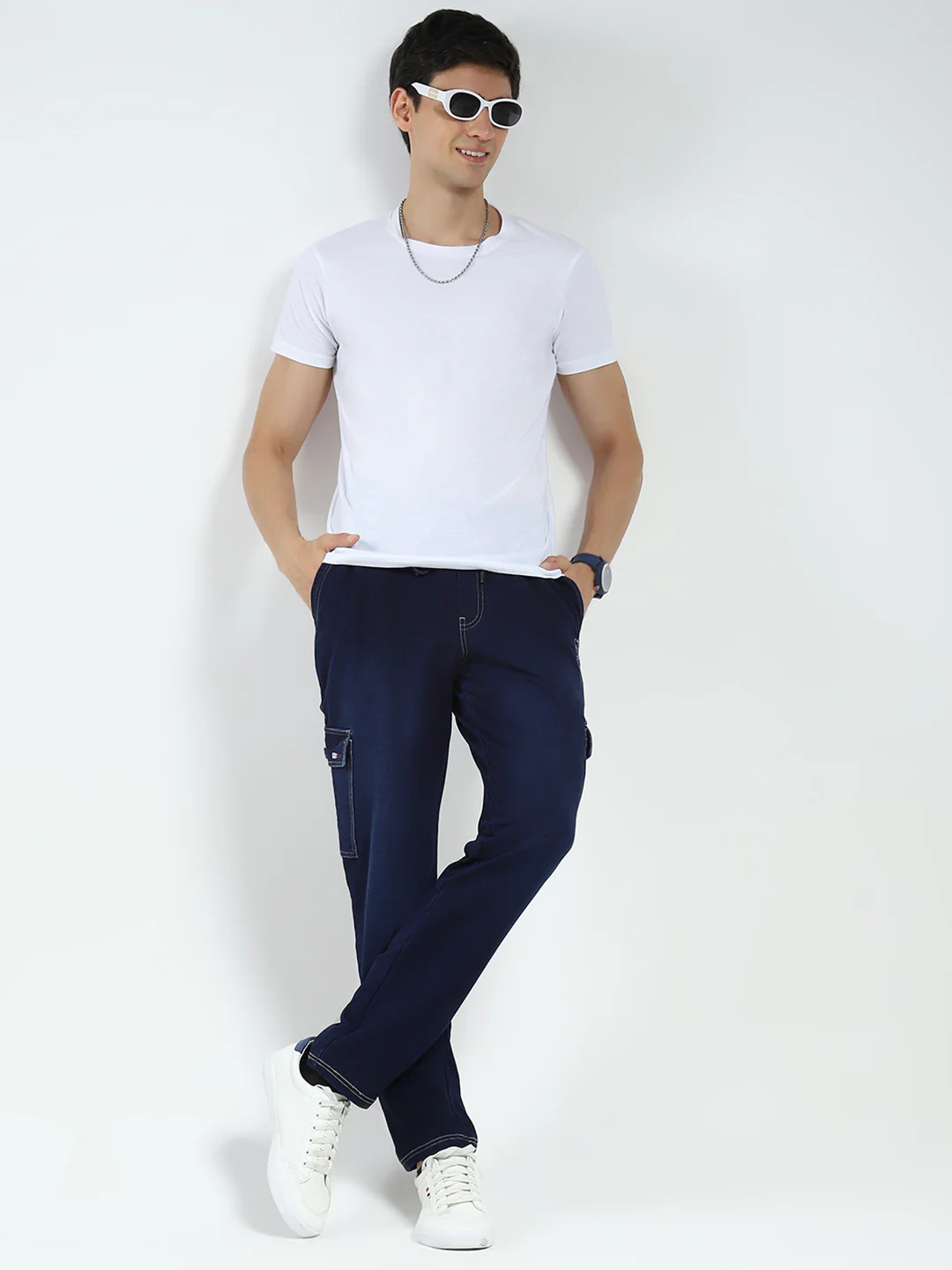 Men Blue Solid Regular Fit Lower - Image 2