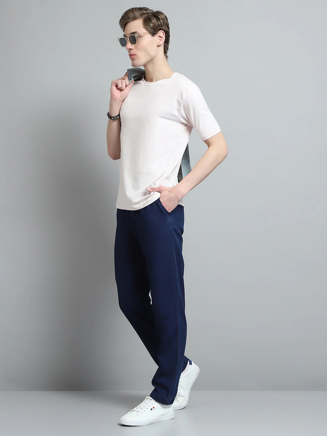 Men Blue Solid Regular Fit Lower - Image 2
